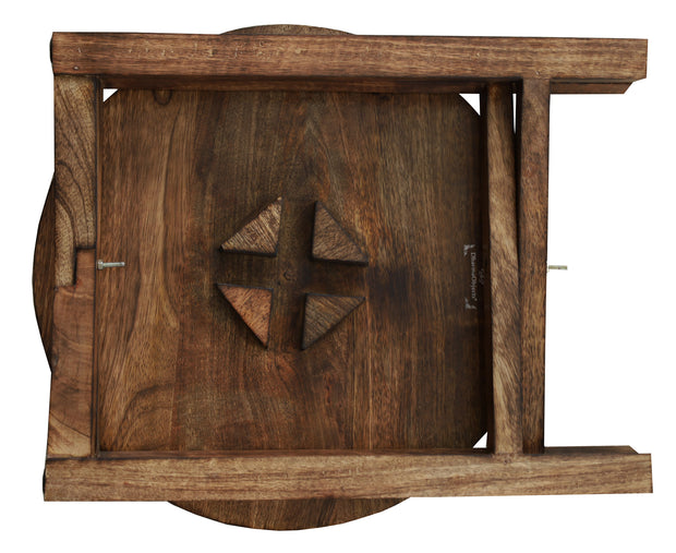 Hand Carved Wooden Round Meditation Table. Altar Table. Prayer Table. Puja. Shrine Table . Side or End Table 19 Inches High