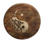 Hand Carved Wooden Round Meditation Table. Altar Table. Prayer Table. Puja. Shrine Table . Side or End Table 19 Inches High - DharmaObjects