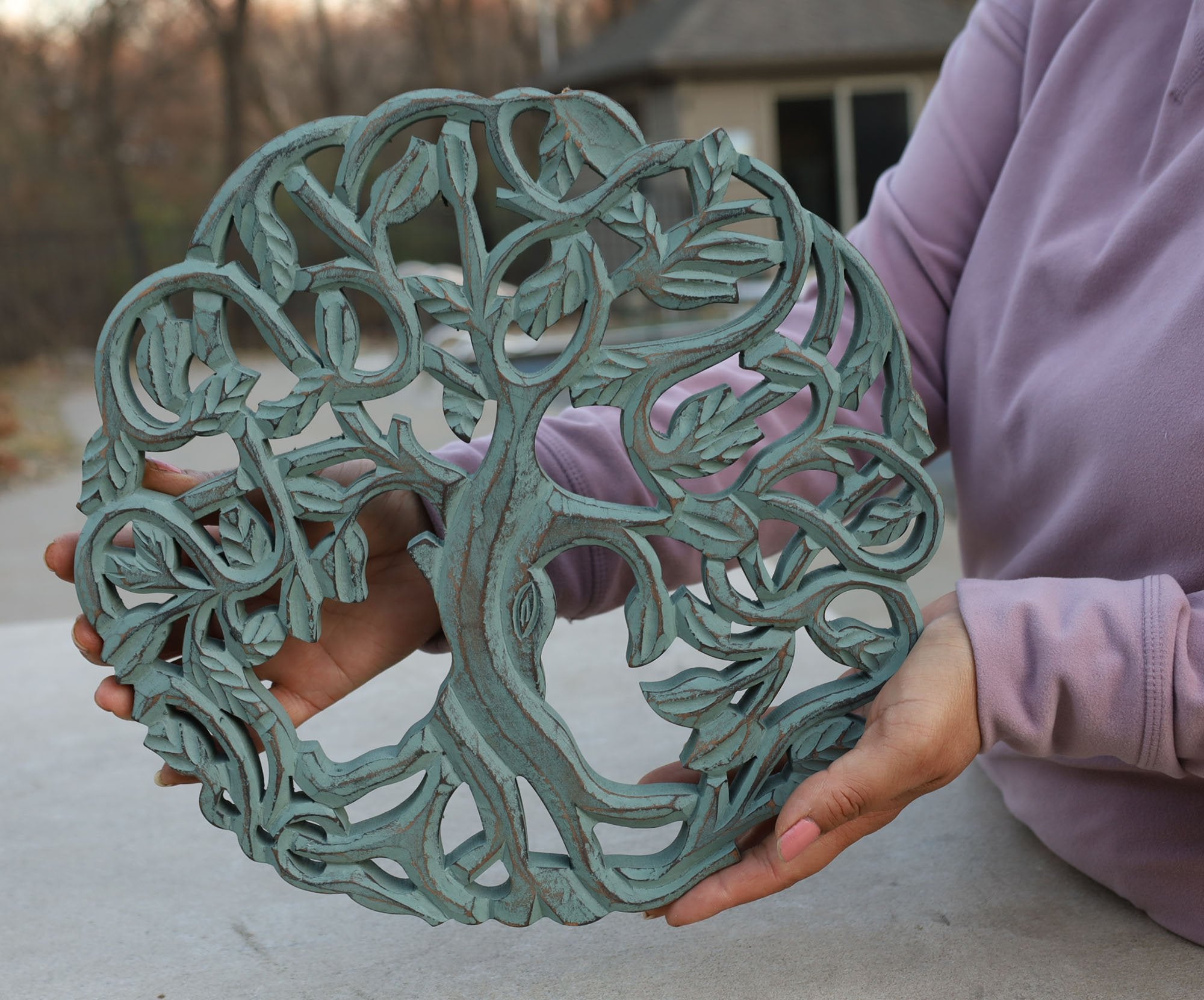 Handcrafted Wooden Celtic Tree of Life Wall Decor Hanging Art - DharmaObjects