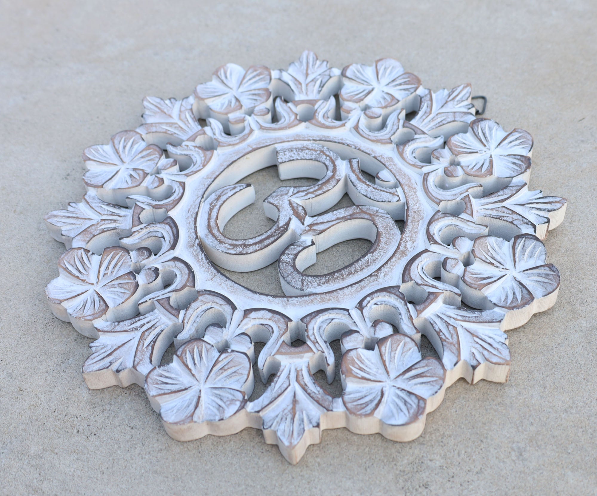Handcrafted Wooden Om Wall Decor Hanging Art - DharmaObjects