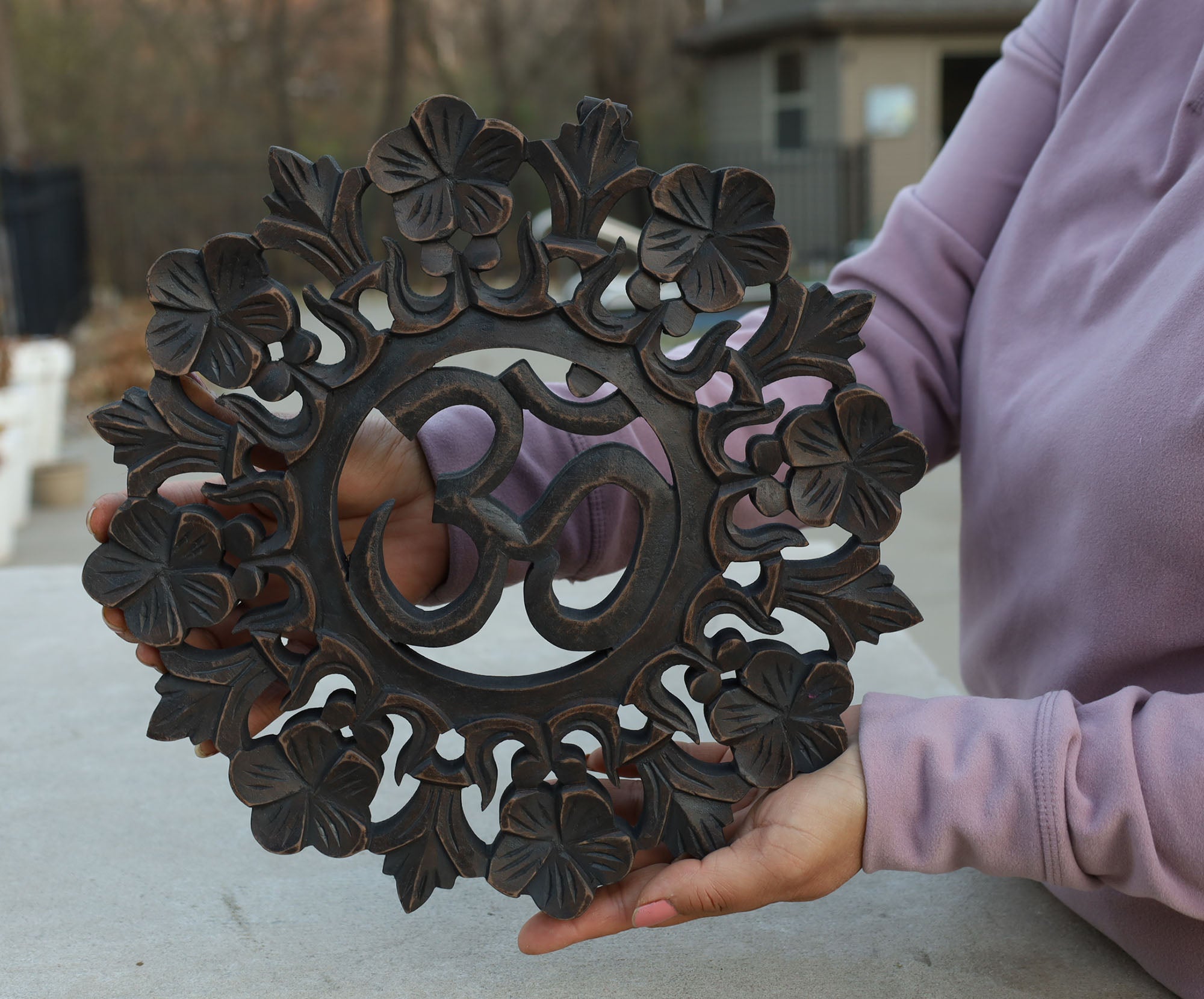 Handcrafted Wooden Om Wall Decor Hanging Art - DharmaObjects