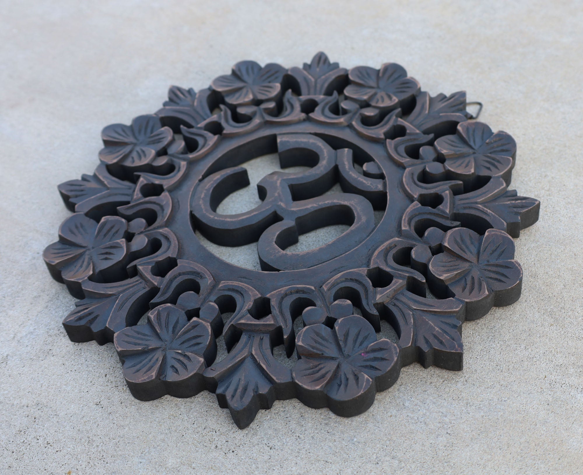 Handcrafted Wooden Om Wall Decor Hanging Art - DharmaObjects