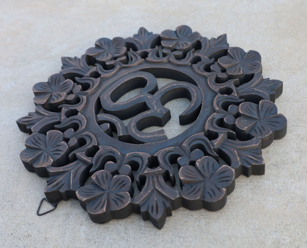 Handcrafted Wooden Om Wall Decor Hanging Art - DharmaObjects