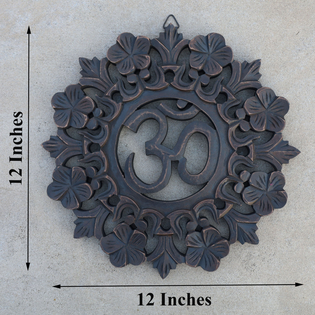 Handcrafted Wooden Om Wall Decor Hanging Art - DharmaObjects