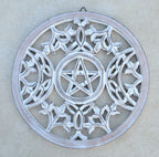 Handcrafted Triple Moon Decor For Home Blessings Protection Rustic Pagan Wiccan Wall Mounted Art - DharmaObjects