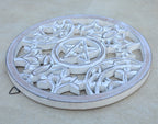 Handcrafted Triple Moon Decor For Home Blessings Protection Rustic Pagan Wiccan Wall Mounted Art - DharmaObjects