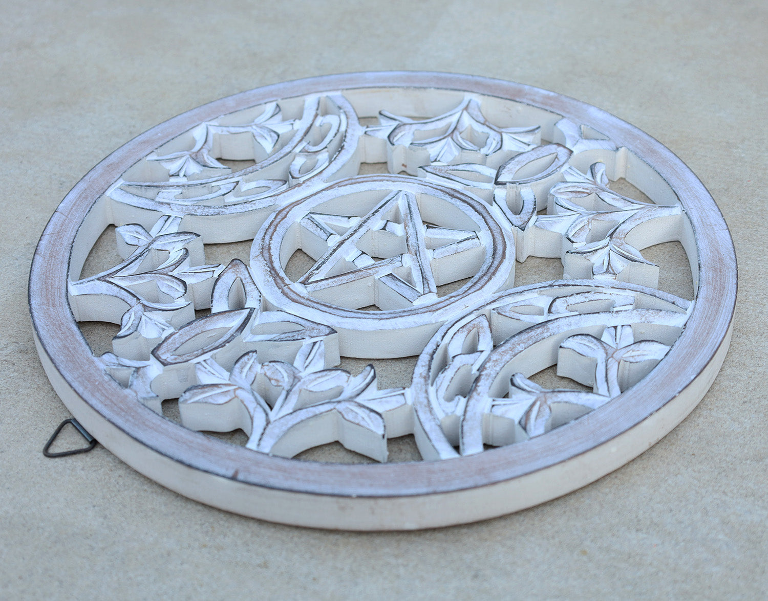 Handcrafted Triple Moon Decor For Home Blessings Protection Rustic Pagan Wiccan Wall Mounted Art - DharmaObjects