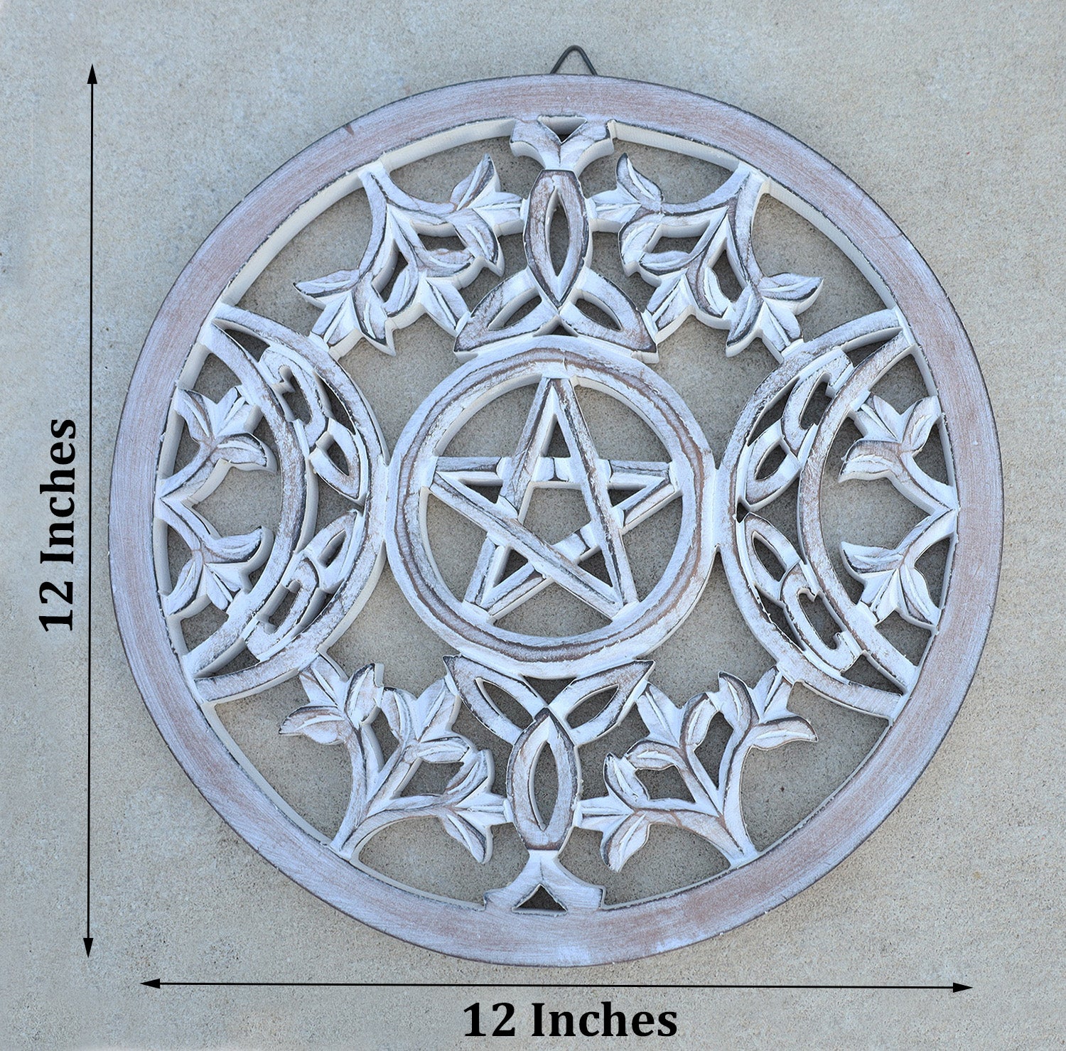 Handcrafted Triple Moon Decor For Home Blessings Protection Rustic Pagan Wiccan Wall Mounted Art - DharmaObjects