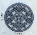 Handcrafted Triple Moon Decor For Home Blessings Protection Rustic Pagan Wiccan Wall Mounted Art - DharmaObjects