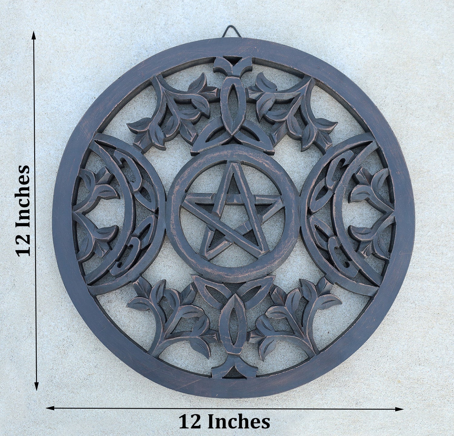 Handcrafted Triple Moon Decor For Home Blessings Protection Rustic Pagan Wiccan Wall Mounted Art - DharmaObjects