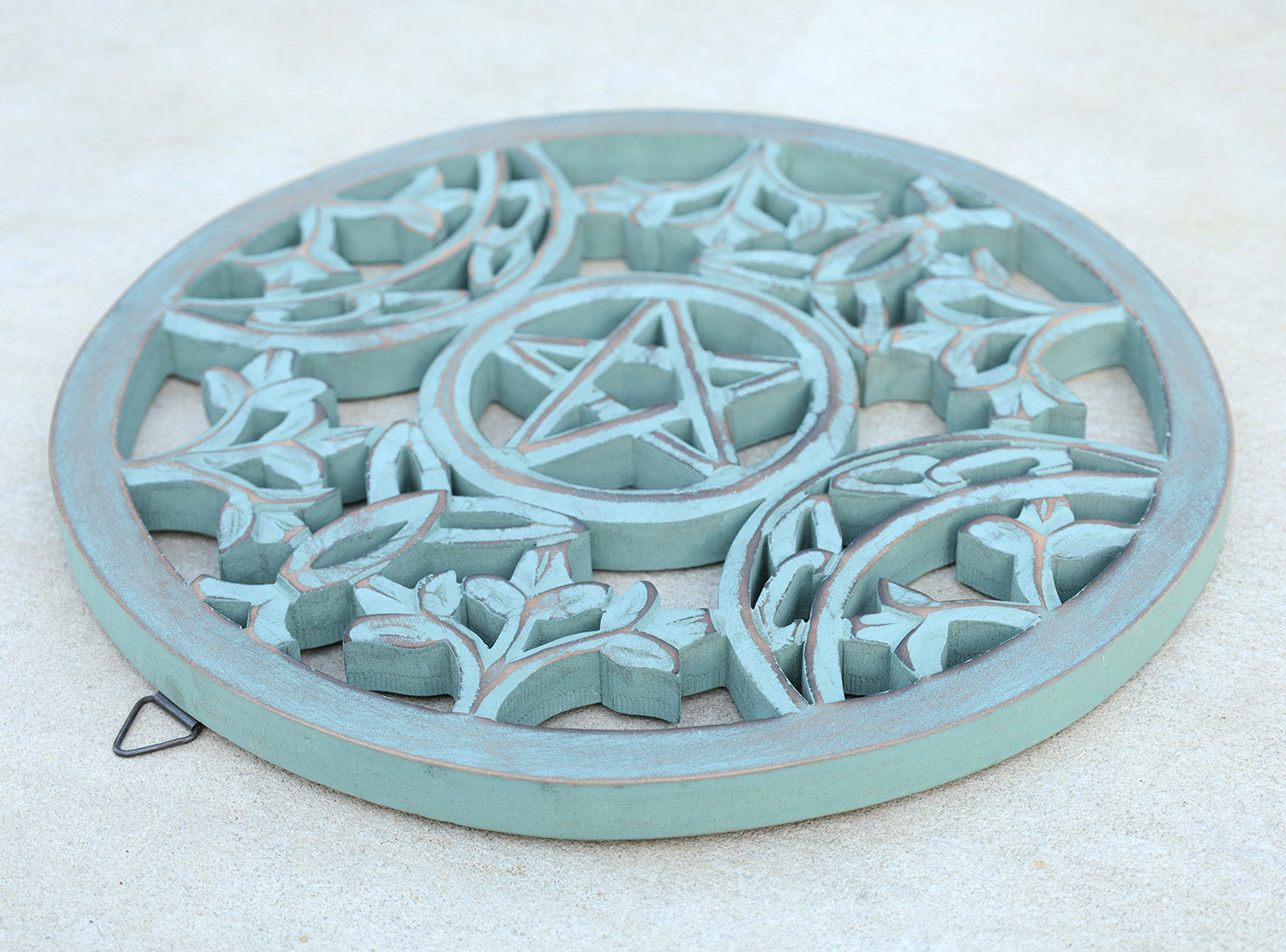 Handcrafted Triple Moon Decor For Home Blessings Protection Rustic Pagan Wiccan Wall Mounted Art - DharmaObjects