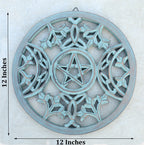Handcrafted Triple Moon Decor For Home Blessings Protection Rustic Pagan Wiccan Wall Mounted Art - DharmaObjects