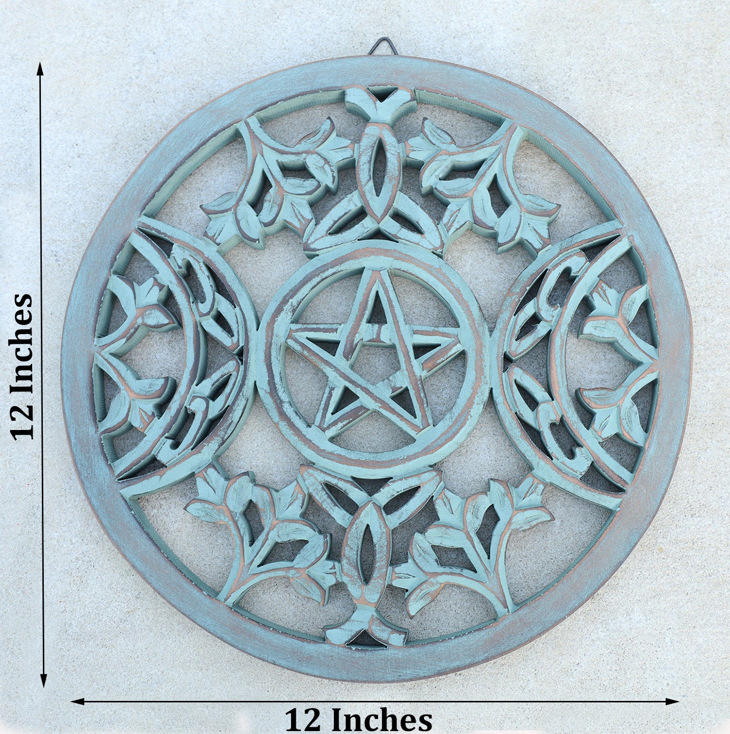 Handcrafted Triple Moon Decor For Home Blessings Protection Rustic Pagan Wiccan Wall Mounted Art - DharmaObjects