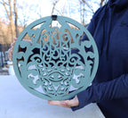 Handcrafted Hamsa Fatima Hand Decor For Home Blessings Protection Rustic Wall Mounted Art - DharmaObjects