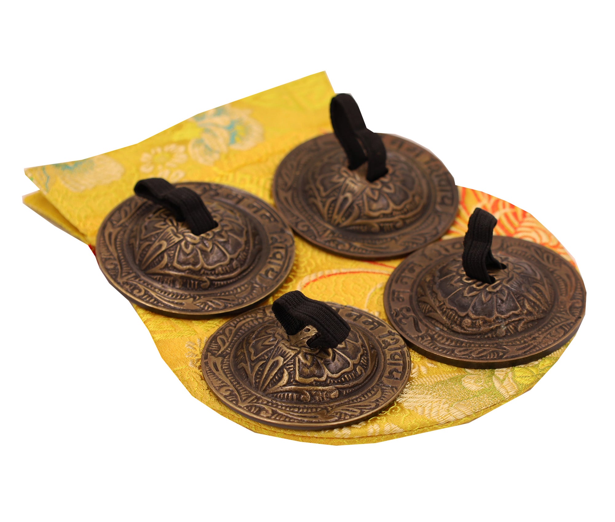 2 Pairs Brass Om Namah Shivaya Finger Cymbals Zills for Belly Dancing - DharmaObjects