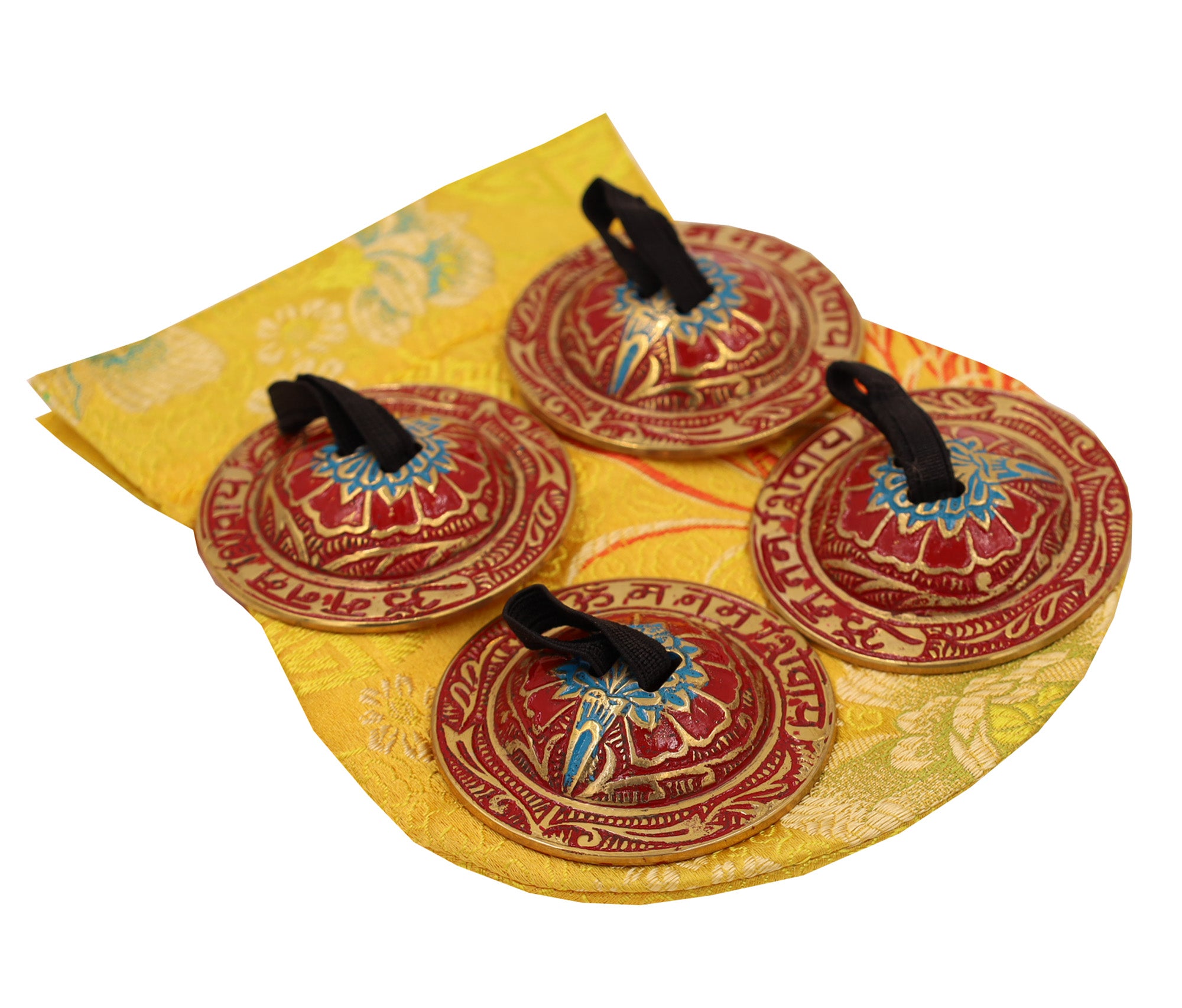 2 Pairs Brass Om Namah Shivaya Finger Cymbals Zills for Belly Dancing - DharmaObjects