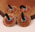 2 Pairs Brass Om Namah Shivaya Finger Cymbals Zills for Belly Dancing - DharmaObjects