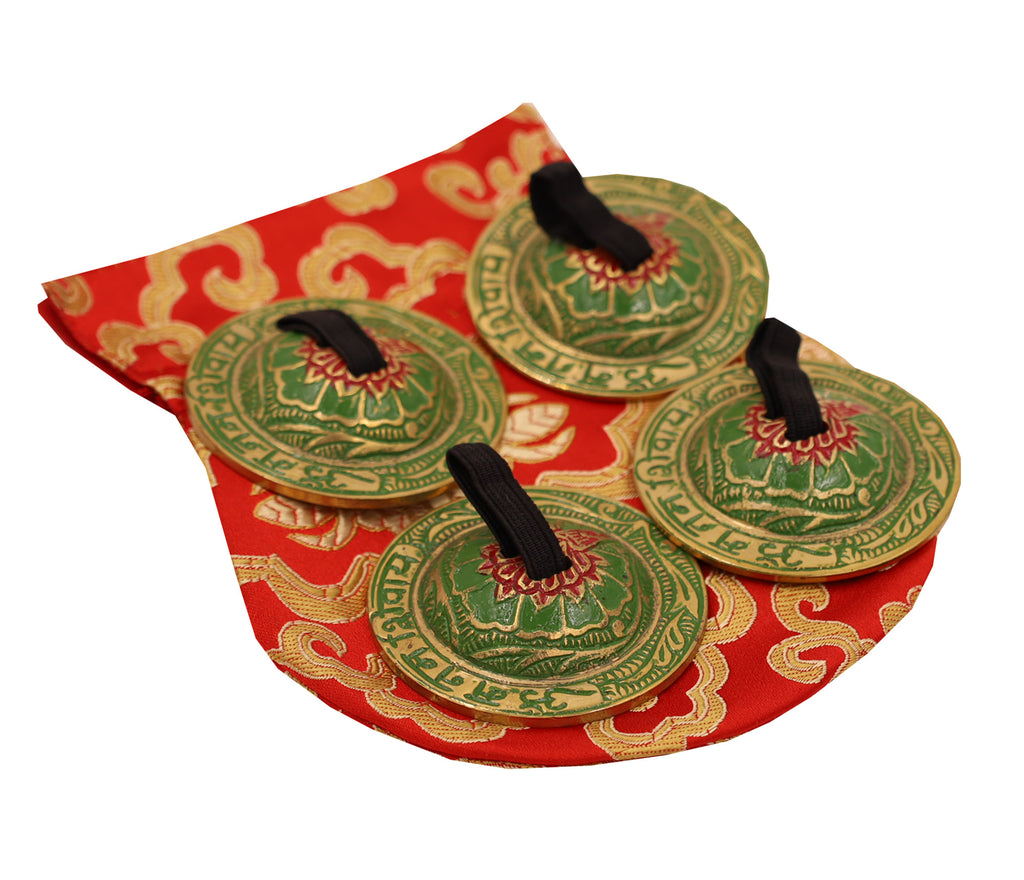 2 Pairs Brass Om Namah Shivaya Finger Cymbals Zills for Belly Dancing - DharmaObjects