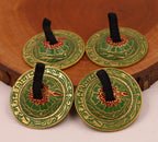 2 Pairs Brass Om Namah Shivaya Finger Cymbals Zills for Belly Dancing - DharmaObjects