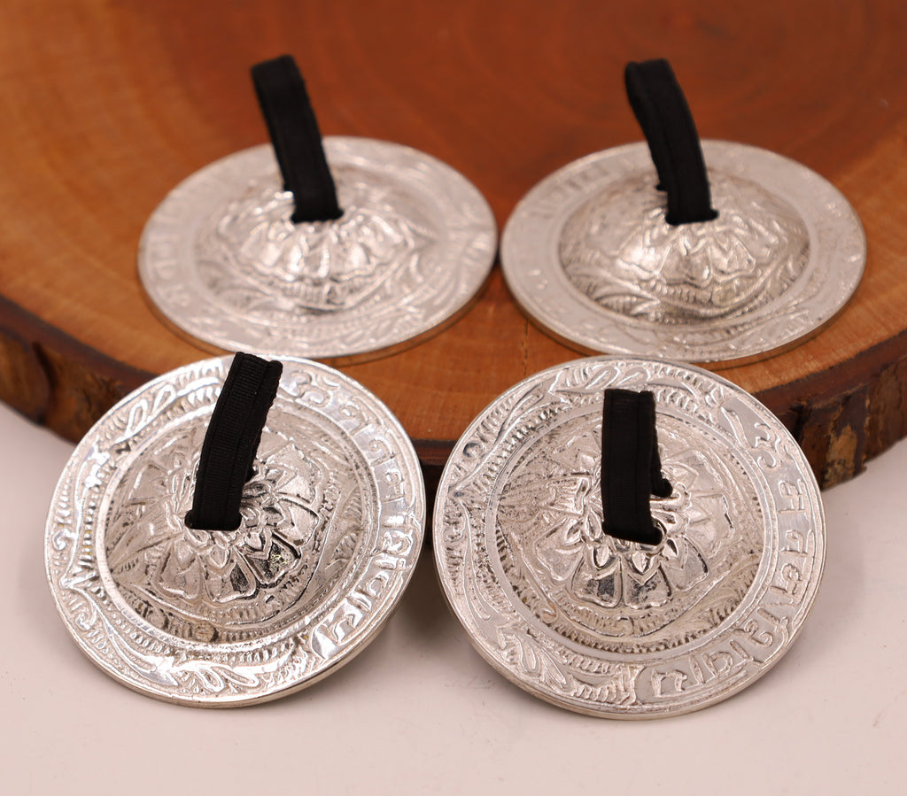 2 Pairs Brass Om Namah Shivaya Finger Cymbals Zills for Belly Dancing - DharmaObjects