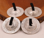 2 Pairs Brass Om Namah Shivaya Finger Cymbals Zills for Belly Dancing - DharmaObjects