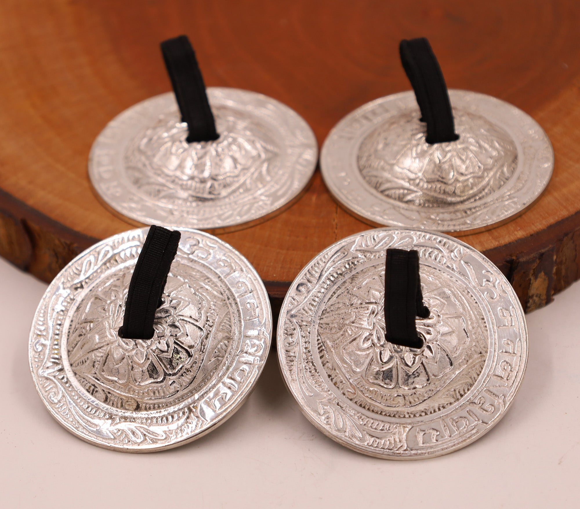 2 Pairs Brass Om Namah Shivaya Finger Cymbals Zills for Belly Dancing - DharmaObjects