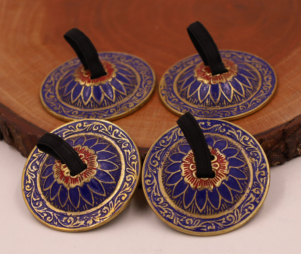 2 Pairs Brass Lotus Flower Finger Cymbals Zills for Belly Dancing