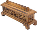 Hand Crafted Tibetan Buddhist Temple Solid Wooden Premium Incense Burner with Storage (Large) - DharmaObjects