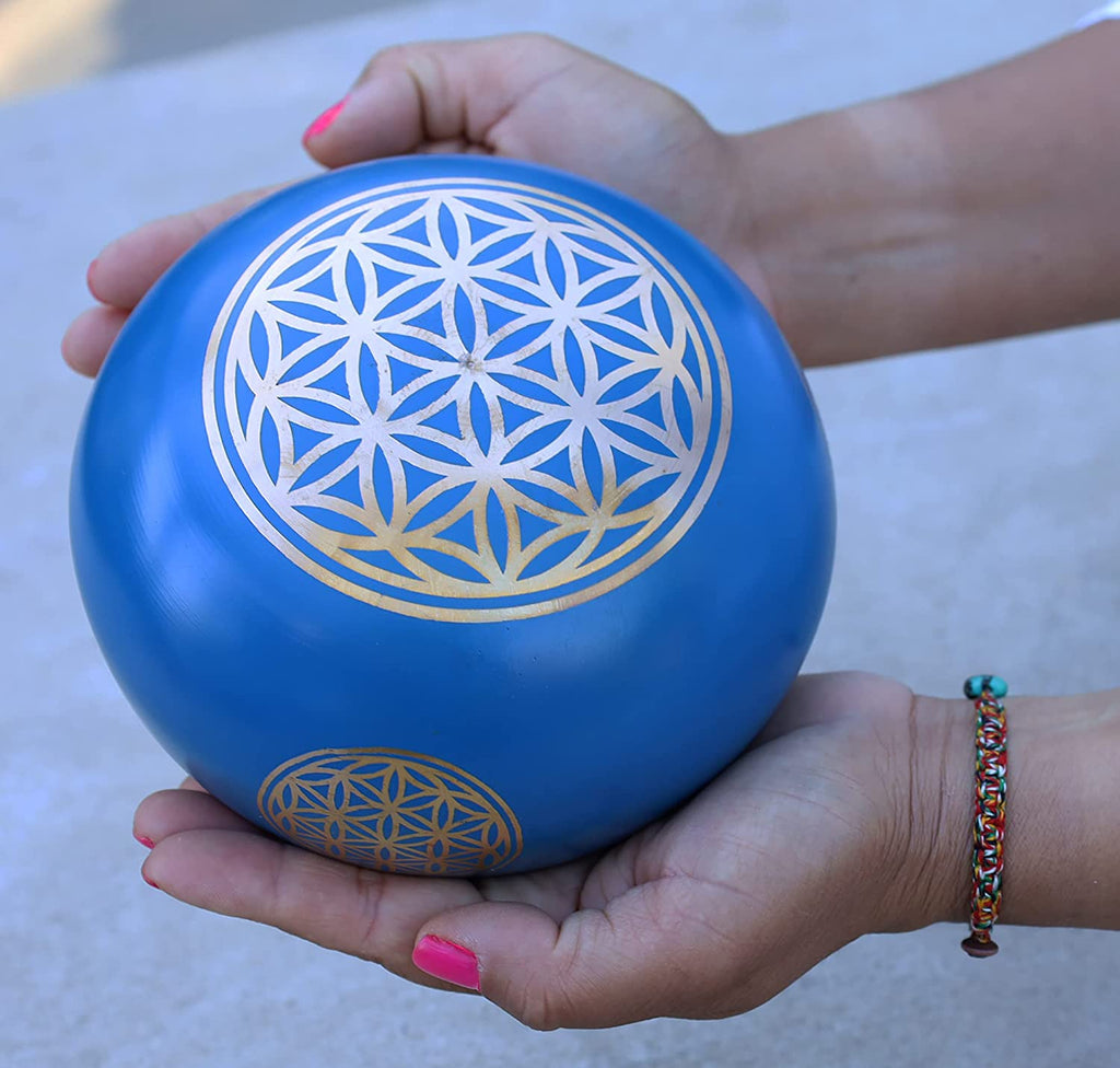 Tibetan Flower Of Life Singing Bowl Mallet Cushion Set ~ For Meditation, Yoga, Spiritual Healing and Mindfulness ~ Extra Large - DharmaObjects