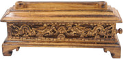 Hand Crafted Tibetan Buddhist Temple Solid Wooden Premium Incense Burner with Storage (Large) - DharmaObjects