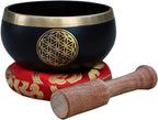 Tibetan Flower Of Life Singing Bowl Mallet Cushion Set ~ For Meditation, Yoga, Spiritual Healing and Mindfulness ~ Medium