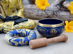 Tibetan 8 Lucky Symbols Singing Bowl Complete Set ~ With Mallet & Cushion ~ For Meditation, Chakra Healing, Prayer, Yoga