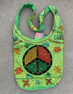 Hobo Hippie Bohemian Sling Crossbody Peace Sign Purse Bag - DharmaObjects