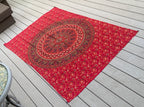 Elephants Mandala Tapestry Wall Decor Hanging 80”X50” Red - DharmaObjects