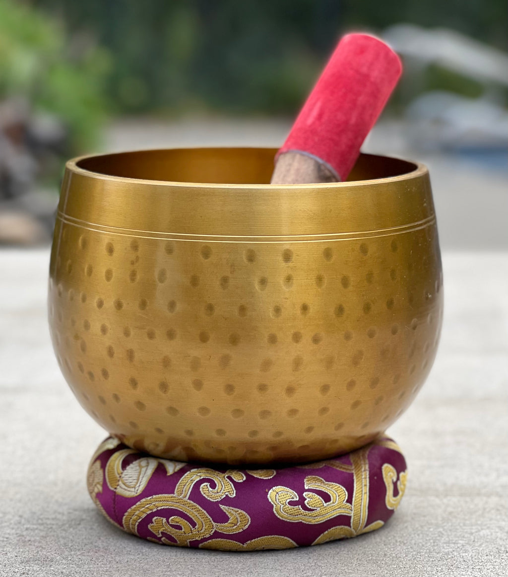 Tibetan 5.5" Pro Deep Meditation Singing Bowl Complete Set ~ Yoga, Mindfulness, Spiritual & Chakra Healing ~ - DharmaObjects