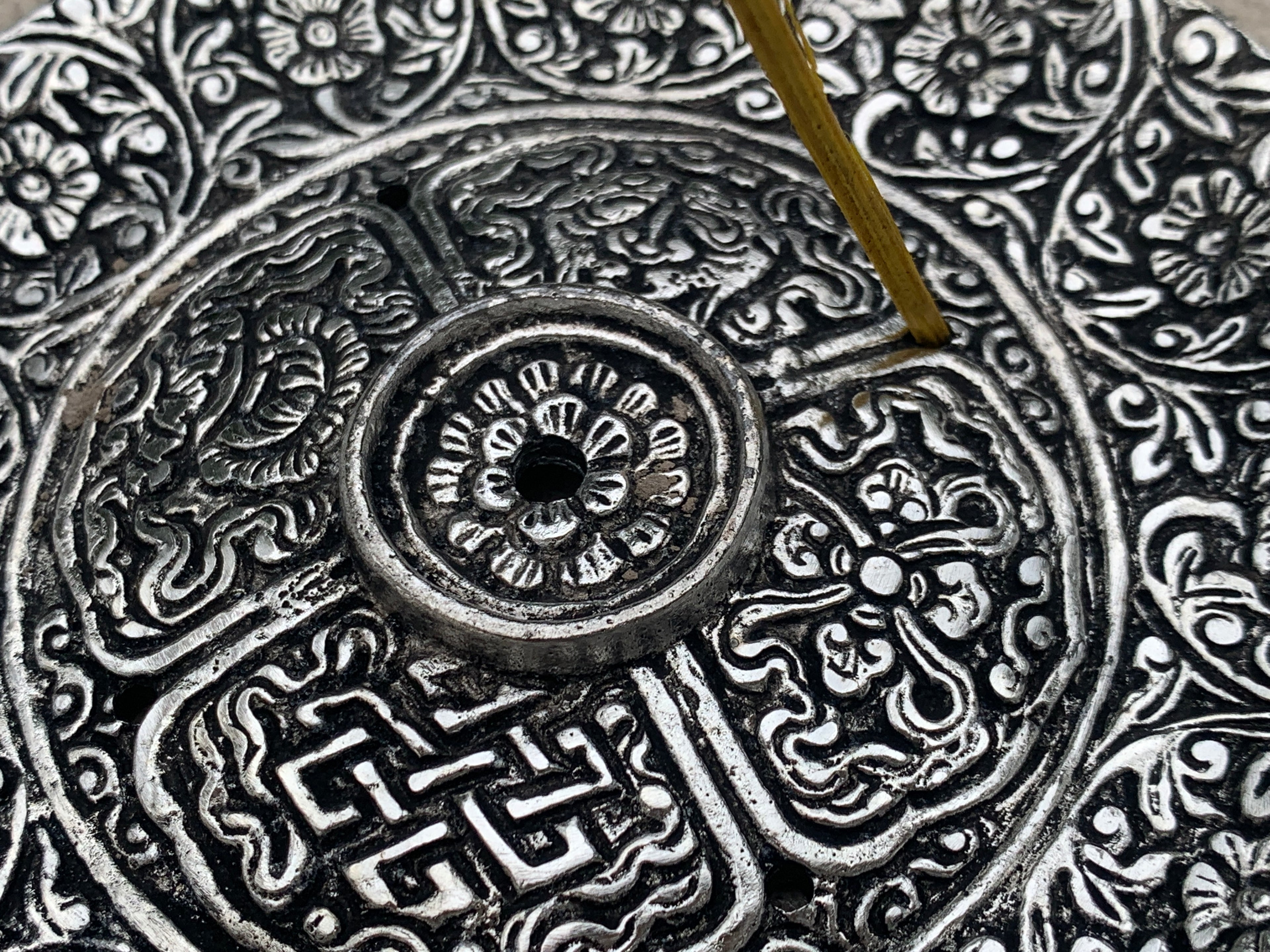 Premium Tibetan Plate Incense Burner Holder Made from Recycled Aluminum 3 in 1. - DharmaObjects