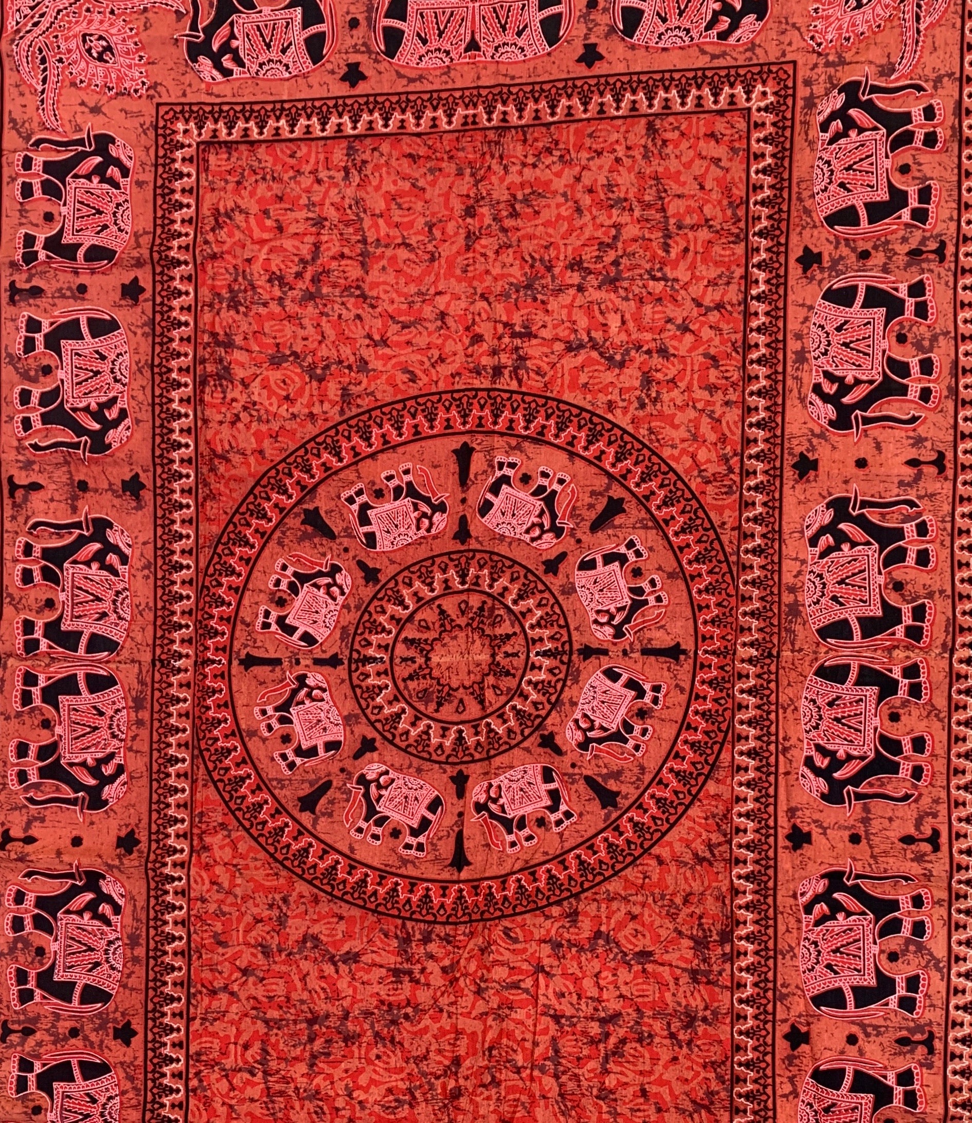 Elephant Mandala Tapestry 80”X50” Red - DharmaObjects