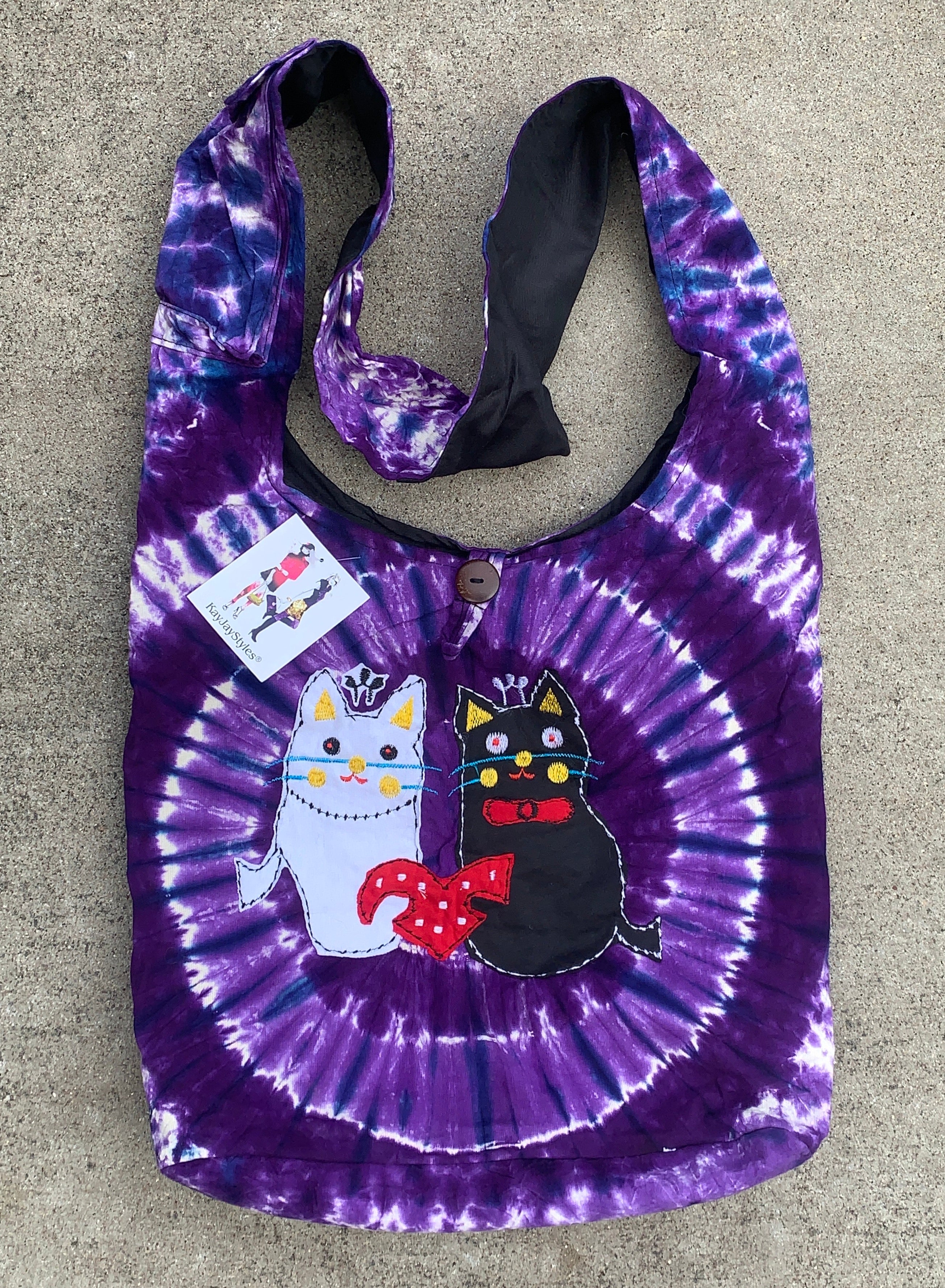 Tie Dye Hippie Hobo Bohemian Crossbody Kitty Bag Purse Nepal - DharmaObjects