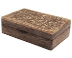 Hand Carved Jewelry Trinket Keepsake Wooden Storage Box Triple Moon - DharmaObjects