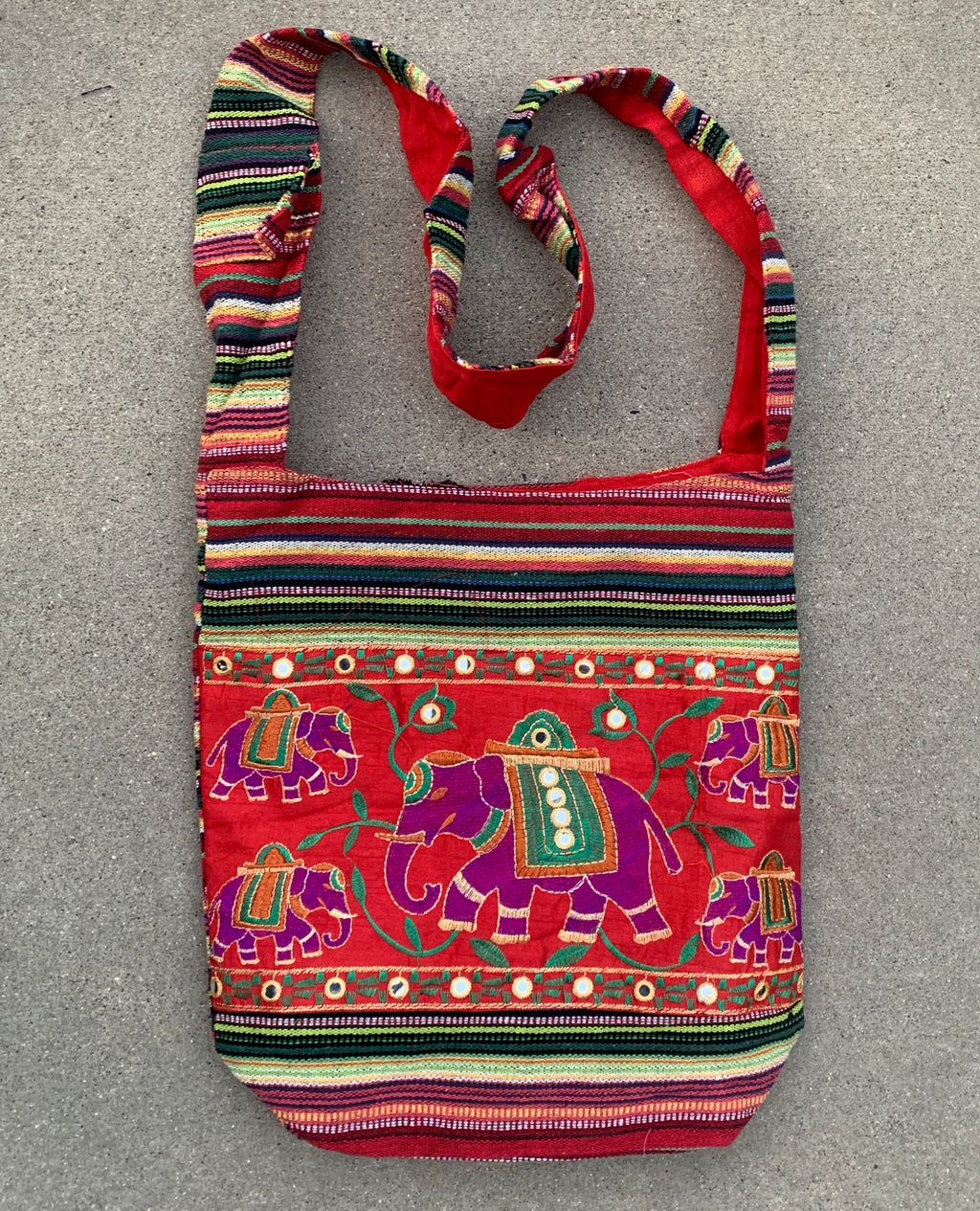 Elephants Hippie Hobo Bohemian Crossbody Bag Purse - DharmaObjects