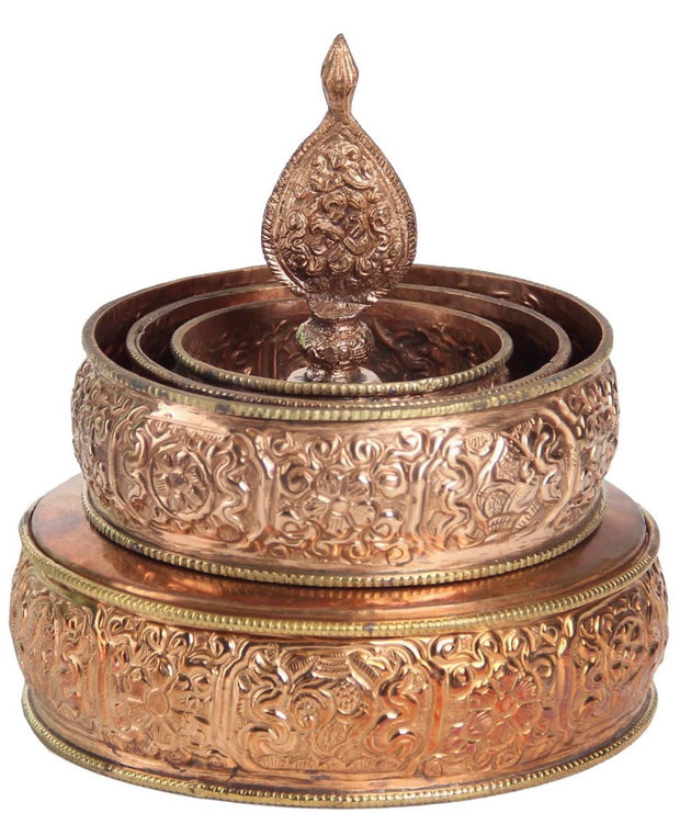 Tibetan Copper Offering Mandala Set 5.5" Diameter