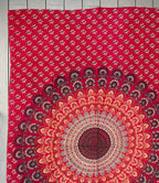 Lotus Mandala Tapestry Wall Decor Hanging  80”X50” Red - DharmaObjects