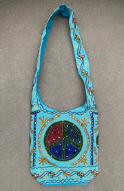 Hobo Hippie Bohemian Sling Crossbody Peace Sign Purse Bag