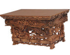 Solid Wood Hand Carved Tibetan Buddhist Prayer Shrine Altar Meditation Table - DharmaObjects