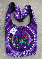 Tie Dye Hippie Hobo Crossbody Butterfly  Bag Purse Nepal - DharmaObjects