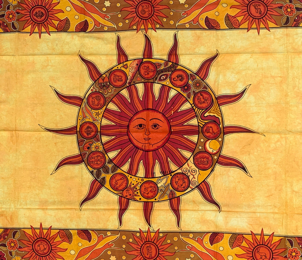Sun Zodiac Tapestry Wall Decor Hanging 80”X50” - DharmaObjects