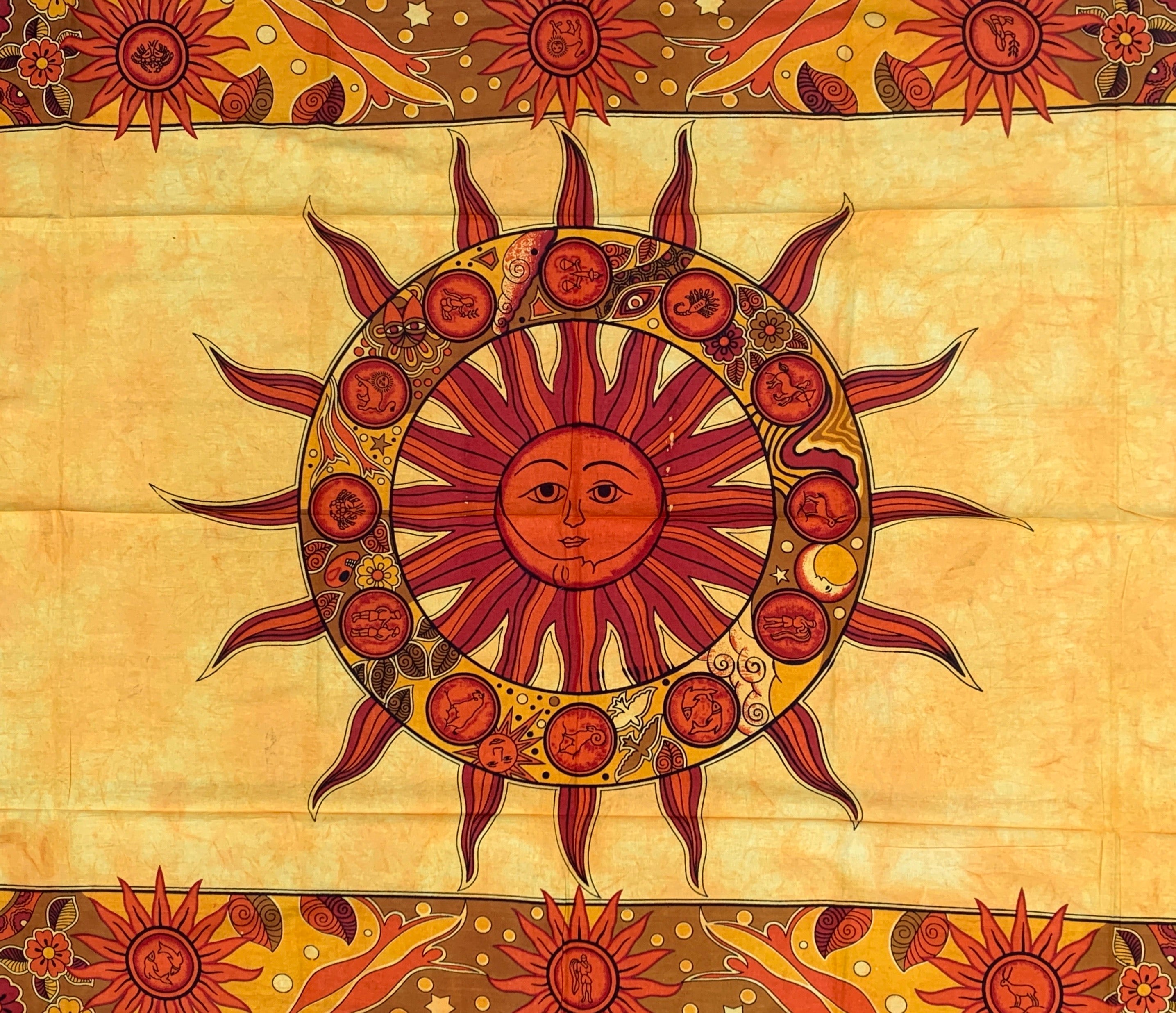 Sun Zodiac Tapestry Wall Decor Hanging 80”X50” - DharmaObjects