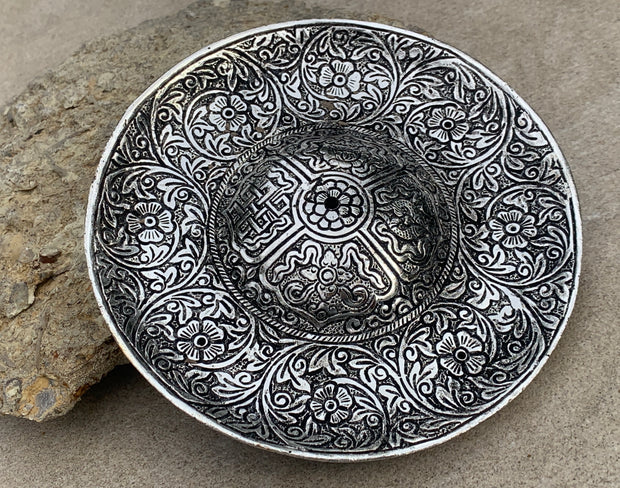 Premium Tibetan Plate Incense Burner Holder Made from Recycled Aluminum 3 in 1.