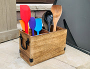 Rustic Country Style Wooden Utensil Cooking Tools Holder