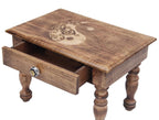 Large Solid Mango Wood Hand Carved Prayer Puja Shrine Altar Meditation Table - DharmaObjects